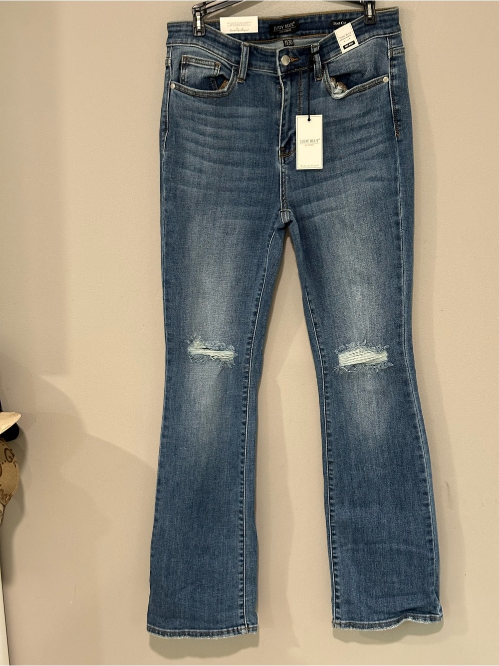 Judy Blue Medium Blue Distressed Flare Jeans